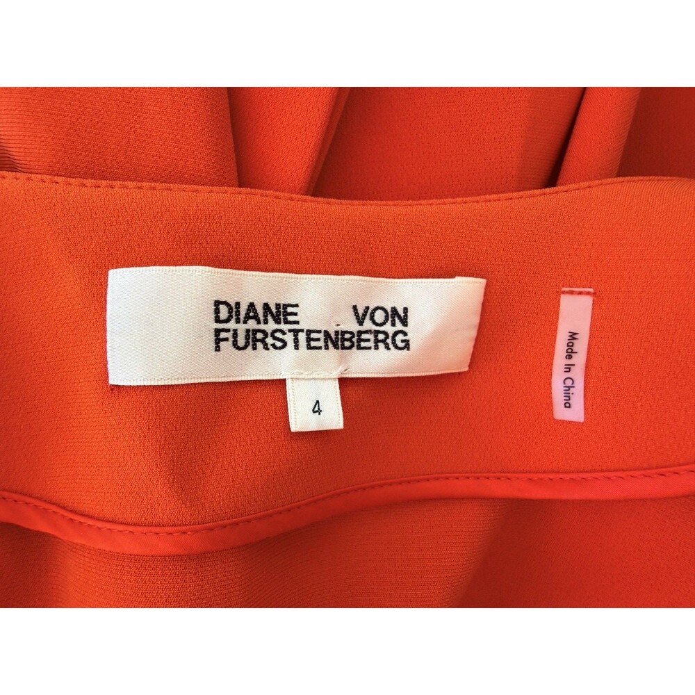 DIANE VON FURSTENBERG Wrap Dress Coral Red Long Sleeve Knee Length Size 4 - Picture 10 of 11